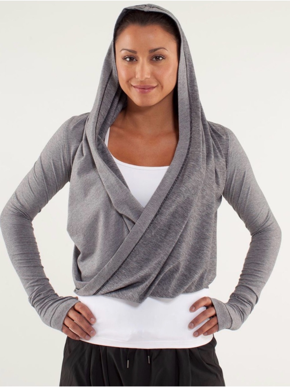 Lululemon Iconic Wrap Sweater Womens 6 Heathered Medium & Light Gray W3K05S NWT